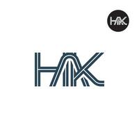 lettre hak monogramme logo conception avec lignes vecteur