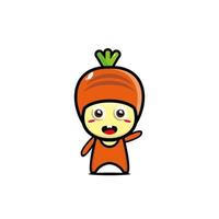 personnage de légumes carotte drôle souriant mignon. conception de personnage kawaii de dessin animé de style plat de vecteur. isolé sur fond blanc vecteur