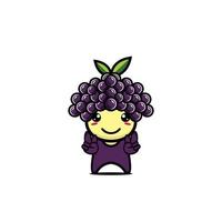 personnage de fruit de raisin drôle souriant mignon. illustration de personnage de dessin animé de style plat de vecteur. isolé sur fond blanc vecteur