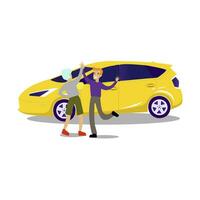 réussi accord, homme acheter Nouveau auto. vecteur homme location auto, content acheteur prendre plaisir de achat illustration