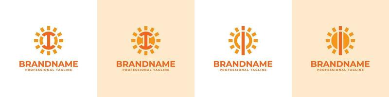 lettre je Soleil logo ensemble, adapté pour affaires en relation à solaire avec je initiale vecteur
