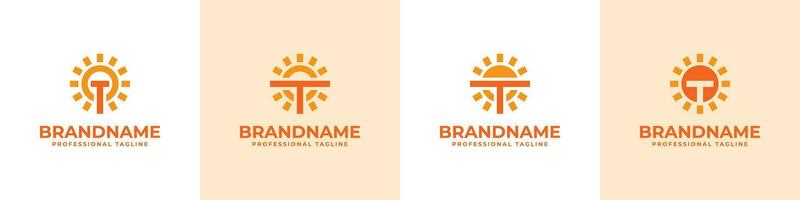 lettre t Soleil logo ensemble, adapté pour affaires en relation à solaire avec t initiale vecteur