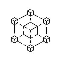 blockchain vecteur ligne concept icône ou logo élément. La technologie et argent finance.