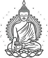 vesak sérénité, Bouddha dans ligne art vecteur pour paisible réflexion