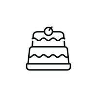 gâteau ligne icône isolé sur blanc Contexte vecteur