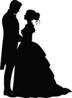 ai généré romantique couple silhouette. silhouette de couple à mariage. ai généré illustration. vecteur