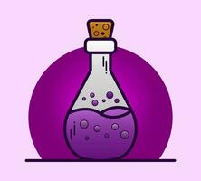 dangereux violet potion. chimique liquide dans une verre bouteille. vecteur