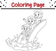 coloration page famille en jouant l'eau faire glisser vecteur