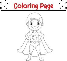 coloration page mignonne super-héros garçon vecteur