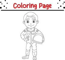 coloration page garçon astronaute en portant casque vecteur
