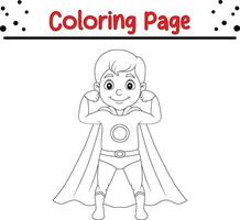 coloration page mignonne super-héros garçon vecteur