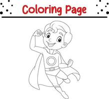 coloration page mignonne super-héros garçon vecteur