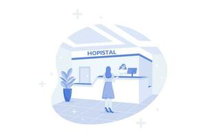 hôpital accueil illustration concept sur blanc Contexte vecteur