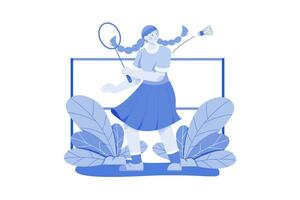 fille en jouant badminton illustration concept sur blanc Contexte vecteur