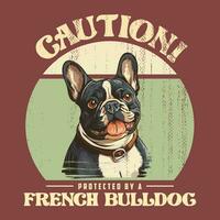 français bouledogue ancien T-shirt conception illustration vecteur