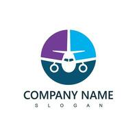 Voyage agence logo. transport, la logistique livraison logo conception. avion illustration. vecteur