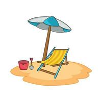 parapluie avec chaise dans plage illustration vecteur