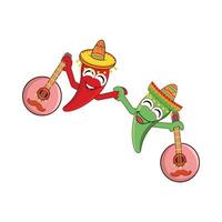 le Chili personnage en jouant guitare mexicain illustration vecteur