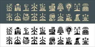 Moulin à vent turbine vecteur ensemble Icônes. renouvelable énergie, alternative sources énergie et éco amical avec transparent Contexte