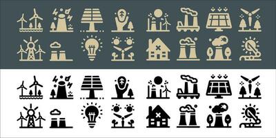 Moulin à vent turbine vecteur ensemble Icônes. renouvelable énergie, alternative sources énergie et éco amical avec transparent Contexte