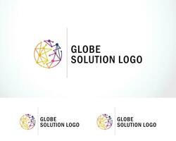 globe Solution logo Créatif Couleur moderne système relier numérique technologie conception concept vecteur