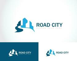 route ville logo Créatif horizon bâtiment appartement construction vecteur