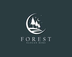 forêt logo Créatif lune paysage Extérieur illustration vecteur