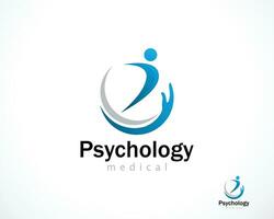 psychologie logo Créatif gens se soucier santé yoga main Créatif concept vecteur
