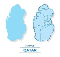 vecteur Qatar carte ensemble Facile plat et contour style illustration