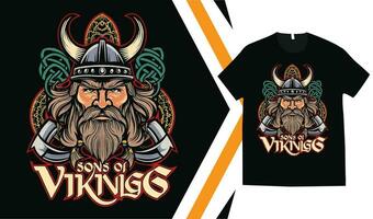 viking T-shirt conception, Douane vikings T-shirt graphique, viking guerriers T-shirt, vêtements Douane conception impression maquette. vecteur