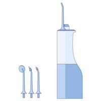 irrigateur d'eau orale avec buses, hygiène buccale et icône de soins dentaires dans un style plat isolé sur fond blanc. vecteur