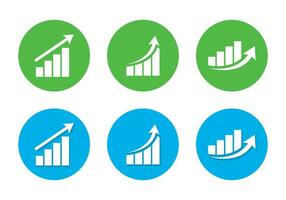 croissance bar graphique icône ensemble avec ombre. profit croissance symbole vecteur dans plat conception