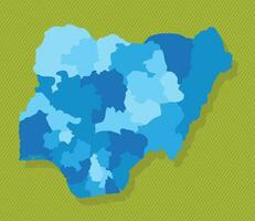 Nigeria carte avec Régions bleu politique carte vert Contexte vecteur illustration