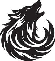 Loup hurlement emblème logo vecteur silhouette, noir Couleur silhouette, blanc Contexte 16