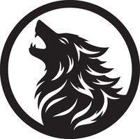 Loup hurlement emblème logo vecteur silhouette, noir Couleur silhouette, blanc Contexte dix