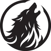 Loup hurlement emblème logo vecteur silhouette, noir Couleur silhouette, blanc Contexte 11