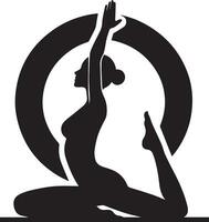 minimal yoga pose vecteur silhouette, noir Couleur silhouette, blanc Contexte 9