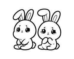 mignonne dessin animé personnage de lapin pour coloration livre sans pour autant couleur, contour ligne art. imprimable conception. isolé blanc Contexte vecteur