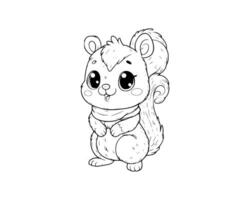 mignonne dessin animé personnage de écureuil pour coloration livre. contour ligne art. imprimable conception. isolé blanc Contexte vecteur