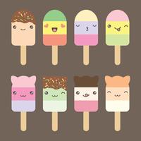 Collection de sets de glaces mignonnes style kawaii vecteur