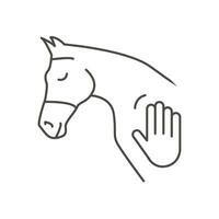icône de cheval tête et Humain main touche. concept pour l'hippothérapie, cheval thérapie ou guérison. physiothérapie pour les chevaux. Naturel l'équitation. équin acupuncture. vecteur illustration isolé sur blanche.