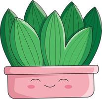 cactus kawaii sur pot rose vecteur