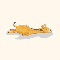 illustrations de couchage de dessin animé mignon girafe paresseux vecteur