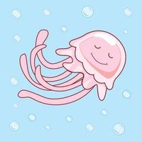 illustrations mignonnes de dessin animé de méduses vecteur
