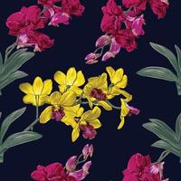 modèle sans couture floral belle orchidée fleurs abstract background.vector illustration dessin à la main aquarelle sèche.pour la conception textile tissu ou l'emballage du produit