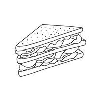 main tiré des gamins dessin vecteur illustration dessin animé sandwich icône isolé sur blanc