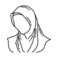 icône de hijab. doodle dessinés à la main ou style d'icône de contour vecteur