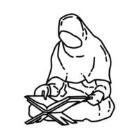 icône de tadarus de femmes. doodle dessinés à la main ou style d'icône de contour vecteur