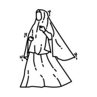 icône de robe syar'i. doodle dessinés à la main ou style d'icône de contour vecteur