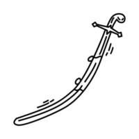 icône de lame de damas islamique. doodle dessinés à la main ou style d'icône de contour vecteur